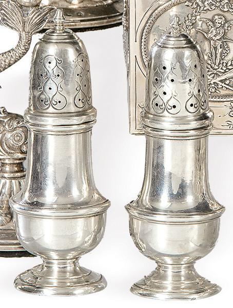  Pareja de azucareros de plata americana punzonada Ley Sterling.