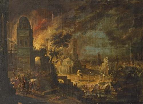  SEGUIDOR DE DANIEL VAN HEIL S. XVII - Eneas huyendo de Troya