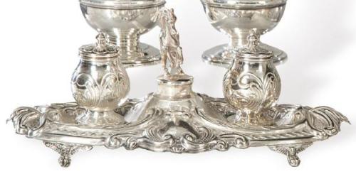  Escribanía de plata española punzonada Ley 925.