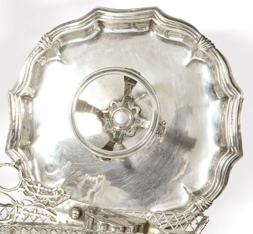 Mancerina de plata española punzonada de Trias y marcador ilegible, Barcelona S. XVIII.