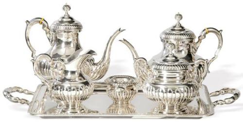  Juego de café y te de plata española punzonada 1ª Ley.