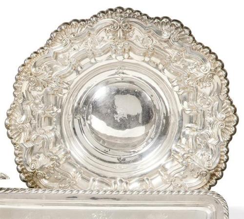  Salvilla de plata española punzonada 1ª Ley de Montejo.