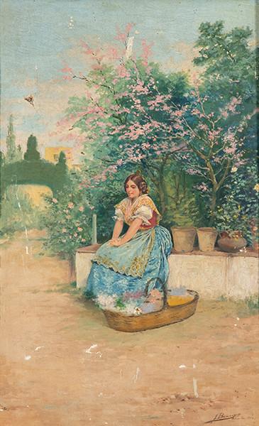 JOSÉ BENAVENT CALATAYUD - Valenciana en un jardín