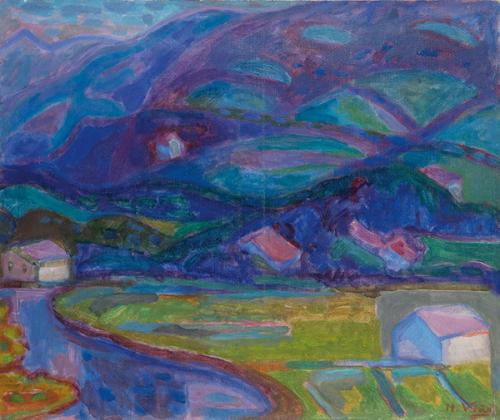 HERNANDO VIÑES - Paisaje con casas