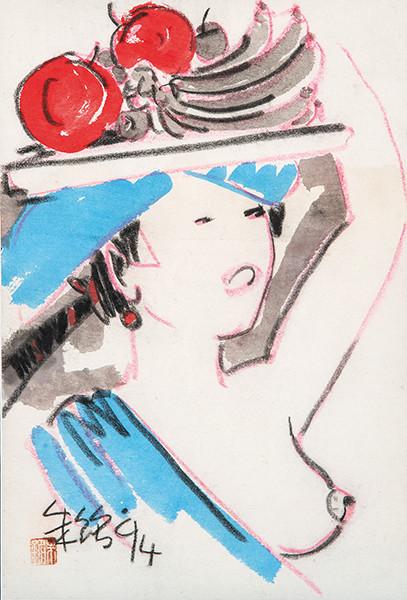 JU MING - Desnudo con sobrero de frutas