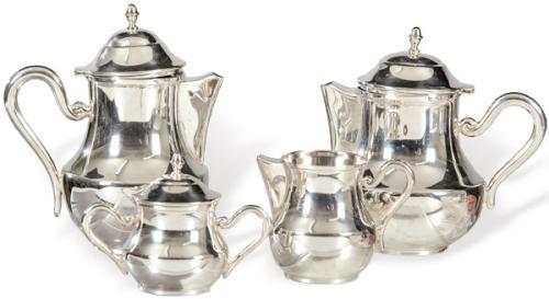  Juego de café y te de plata punzonada Ley 925.