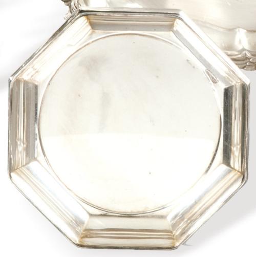  Centro de mesa poligonal de plata italiana punzonada Ley 925 de Greggio Rino, Padua años 70.