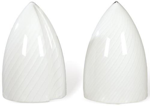 Pareja de lámparas de sobremesa en vidrio opalino de Murano.