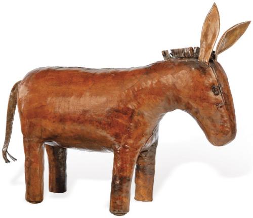  Burro reposa-pies de cuero de Almazán h. 1970