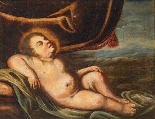 ESCUELA SEVILLANA S. XVII - Niño Jesús preconizando su pasión