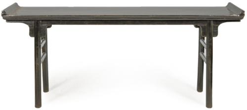 Consola china en madera de olmo y laca negra, Dinastía Qing S. XIX.