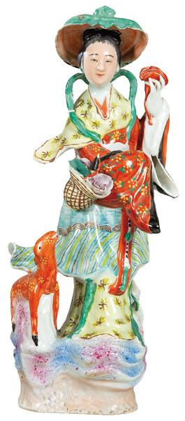 Pastora con oveja de porcelana china Dinastía Qijng S. XIX