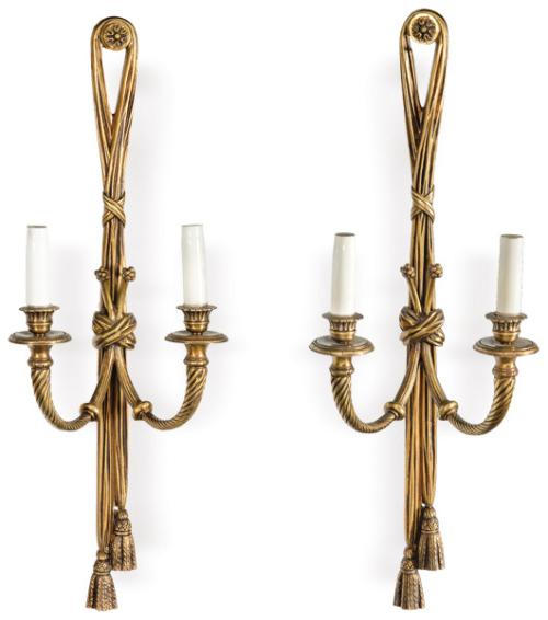  Pareja de apliques de bronce estilo Luís XVI