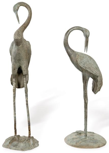  Pareja de garzas de bronce