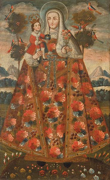 ESCUELA CUZQUEÑA S. XVIII - Virgen con el Niño