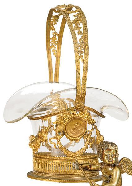 Cesta de cristal y bronce