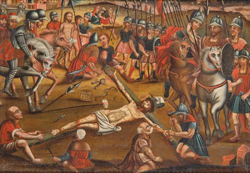 ESCUELA CUZQUEÑA S. XVIII - Crucifixión