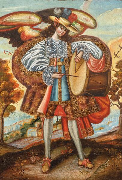 ESCUELA CUZQUEÑA S. XVIII - Ángel tamborilero