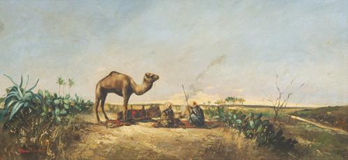 ESCUELA ORIENTALISTA S. XIX - Moros en el desierto