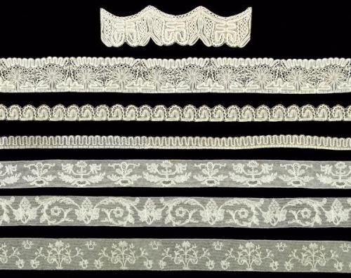  Tiras de encaje de Cáceres para juego de cama (embozo, almohadas y cuadrante), encaje de Cáceres para juego de cama (embozo y almohada)  y tira bordada para aplicación en mantel