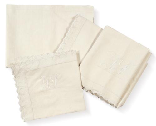  Juego de sabanas de lino bordada con flores y bodoques para cama de 100 cms  (encimera, bajera, funda de almohada, 1 cojín)