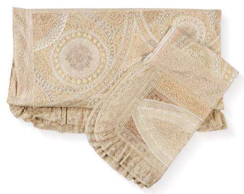  Colcha de encaje para cama individual, en tonos beige y tostados, con cuadrante a juego