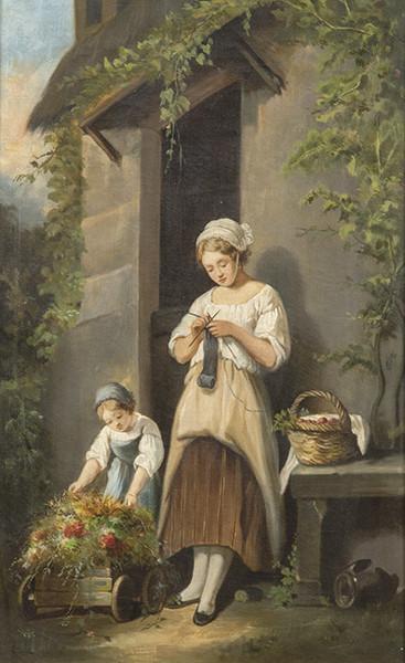 ESCUELA EUROPEA S. XIX - Mujeres cosiendo