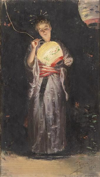 FEDERICO GAZTAMBIDE - Dama vestida a la japonesa con farolillo