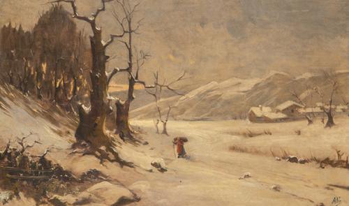 ESCUELA ESPAÑOLA FNS S. XIX - Paisaje invernal