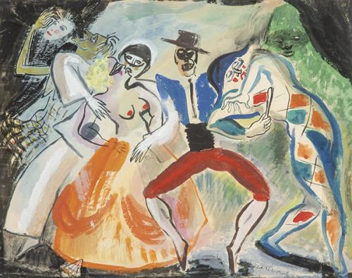 ESCUELA ESPAÑOLA PPS. S. XX - Escena de circo