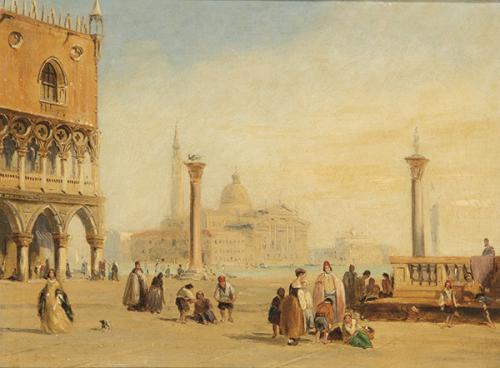 SEGUIDOR DE DAVID ROBERTS S. XIX - Plaza de San Marcos de Venecia