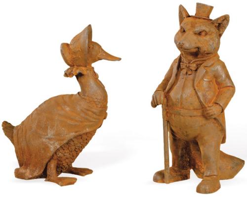  "Zorro" y "Oca" de hierro colado para jardín.