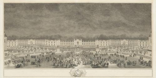 CHARLES-NICOLAS COCHIN - Vista de la gran iluminación de los establos de Versalles con motivo del matrimonio del Delfín Luis con María José de Sajonia, la noche del 9 de febrero de 1747