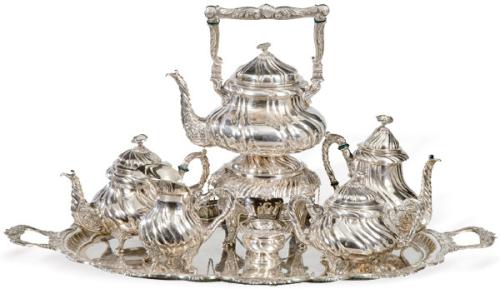  Juego de carfé y te de plata española punzonada 1ª Ley.