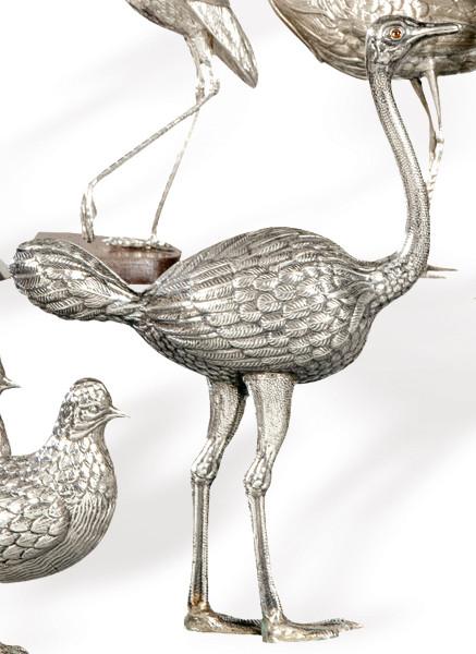  Avestruz de plata española punzonada 1ª Ley de Espuñes.