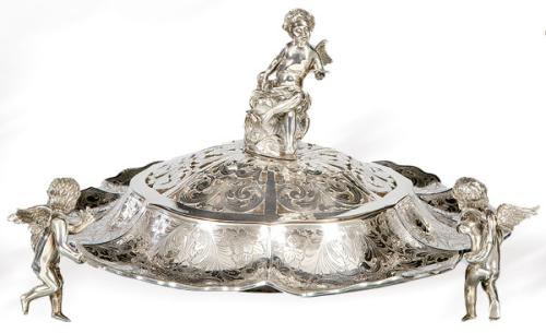  Centro de mesa de plata portuguesa punzonada Ley 833, Oporto (1939-84)