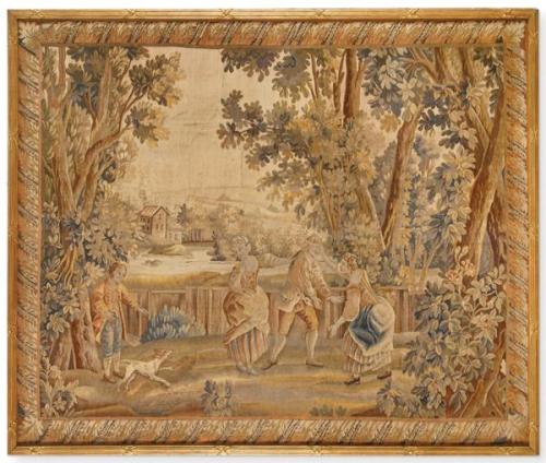  Tapiz "Juego de la gallina ciega". Forma parte de la serie "Les Amusements de la Campagne" según Jean-Baptiste Oudry. Francia, siglo XVIII.