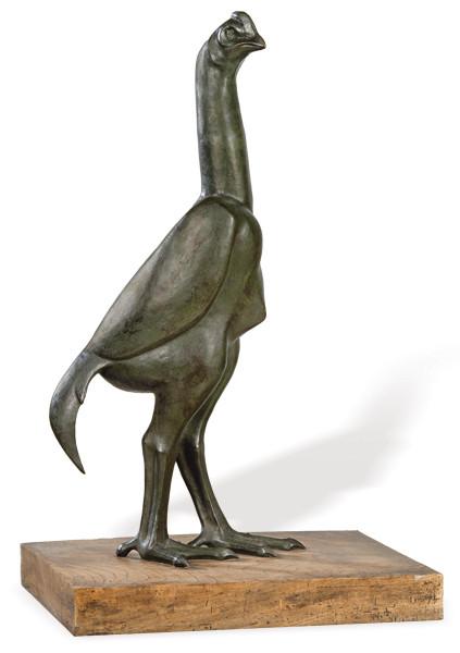  "Gallo" de bronce con pátina verde Japón, Periodo Meiji (1868-1912)