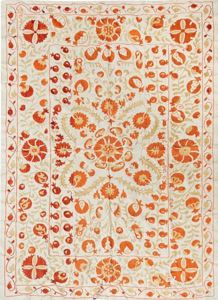  Tela Souzani en algodón con bordados en amarillo, Azaerbayan S. XX.