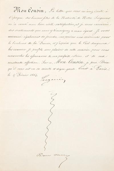  EUGENIA MONTIJO - Carta manuscrita dirigida a su primo