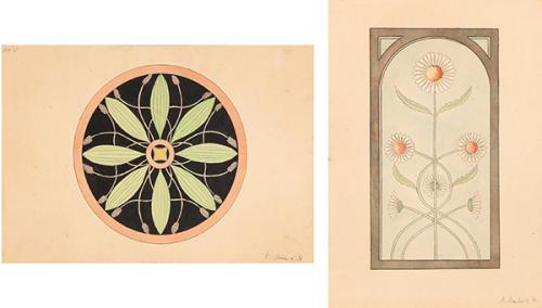  JUGENDSTIL - Diseño para tondo y diseño para vidriera