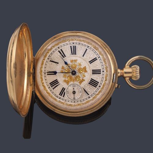 SILVERLY - PAUL JEANNOT Geneve, reloj saboneta de bolsillo en oro rosa de 18 K. Con estuche original.