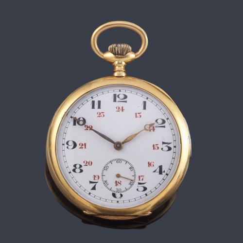 Reloj lepin de bolsillo con caja en oro amarillo de 18 K.