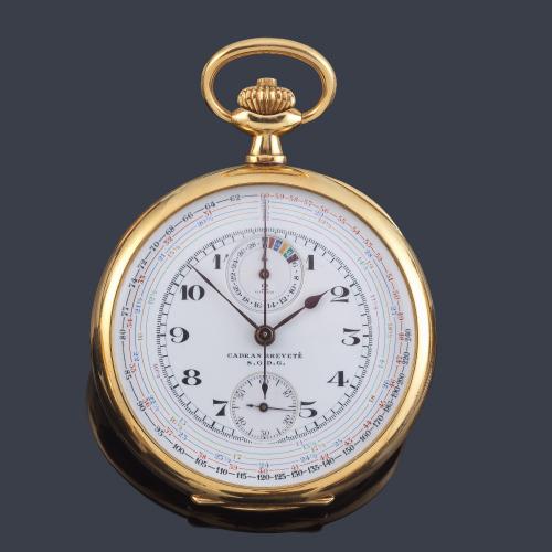 OMEGA (Cadran Breveté) cronógrafo, reloj lepin con caja en oro amarillo de 18 K.