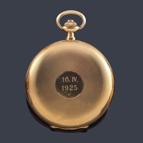 MOFRA, reloj saboneta con caja en oro rosa de 14 K.