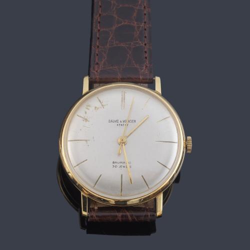 BAUME MERCIER de caballero con caja en oro amarillo de 18 K, años 60.