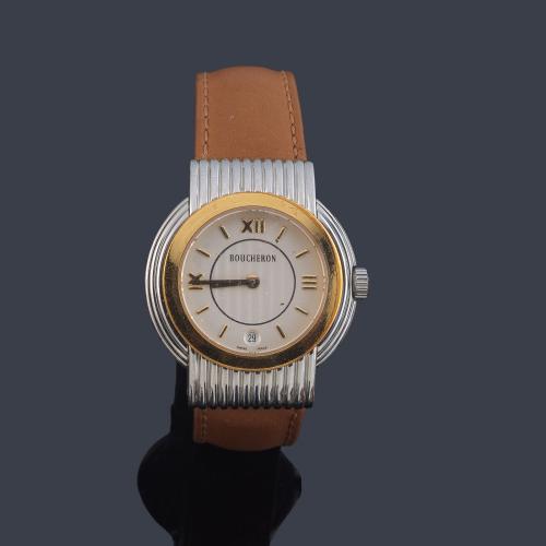 BOUCHERON Solis modelo cadete con caja en acero y oro de 18 K.