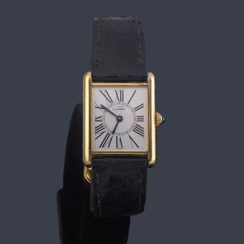 MUST de CARTIER Tank ref. 152509 de señora con caja en plata chapada en oro.