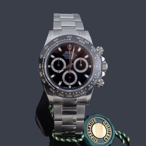 ROLEX, Oyster Perpetual, Superlative Chronometer, Officially Certified, "Cosmograph Daytona", ref. 116500LN  de caballero con caja y brazalete en acero. Con estuche y documentación.