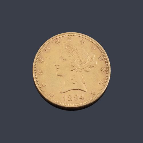 Moneda 10 dólares americanos en oro de 22 K.